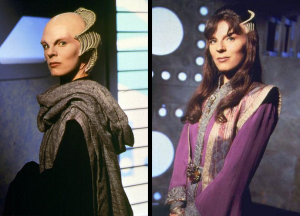 Delenn's before (left) and after (right) looks. The hair is certainly more attractive, at least...