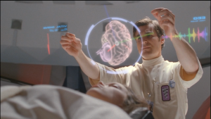 Simon examines the damage to River's brain from surgery to learn about her powers.